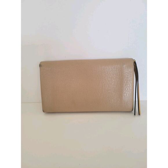 Chloe Auth Geniue Leather Folding Wallet Beige Clutch Logo Large Phone Designer - Picture 2 of 15